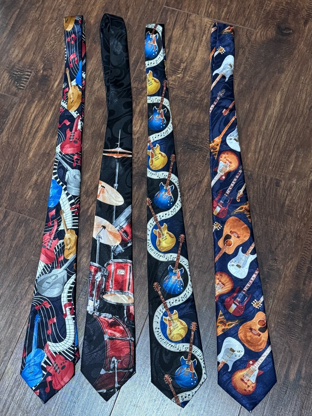 Set of 4 Musical Instrument Print Neckties by Steven Harris